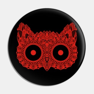 Mandala Owl Red T-Shirt Pin