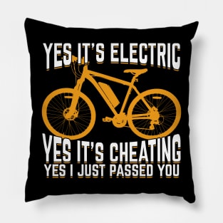 Electric Mountainbike E-Bike Bicycle Cyclist Gift Pillow