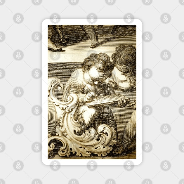 Cherub writing Antique Engraving Magnet by chilangopride