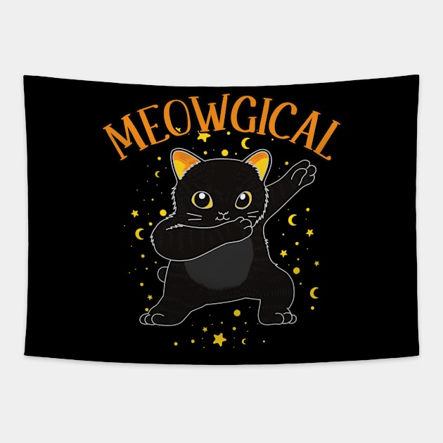 Dabbing Black Cat Magic Witchcraft Cats Dab Tapestry by Foxxy Merch