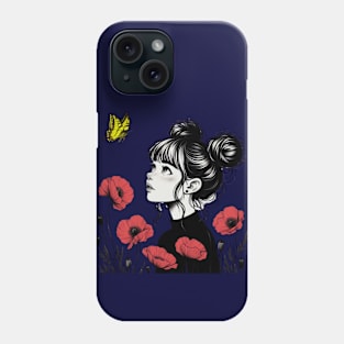 Girl with yellow butterfly Phone Case