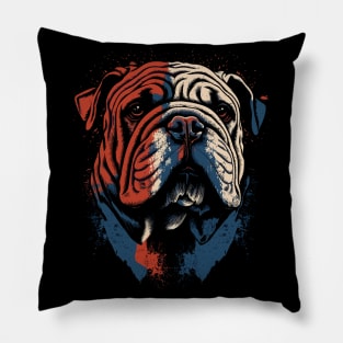 Patriotic Bulldog - Red, White, and Blue Bulldog Design Pillow