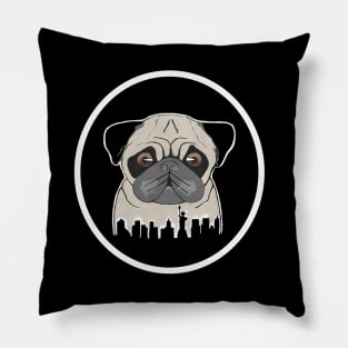 NEW YORK City Pug Dog Painting Pillow