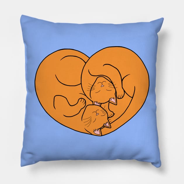 Cute Ginger Orange Cat Heart Pillow by Art by Deborah Camp