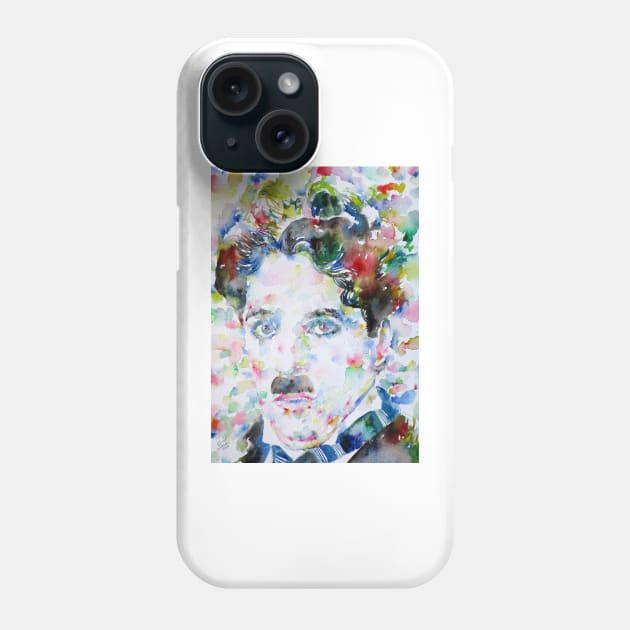 CHARLIE CHAPLIN watercolor portrait .11 Phone Case by lautir