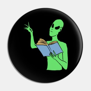 Alien reading a book Pin