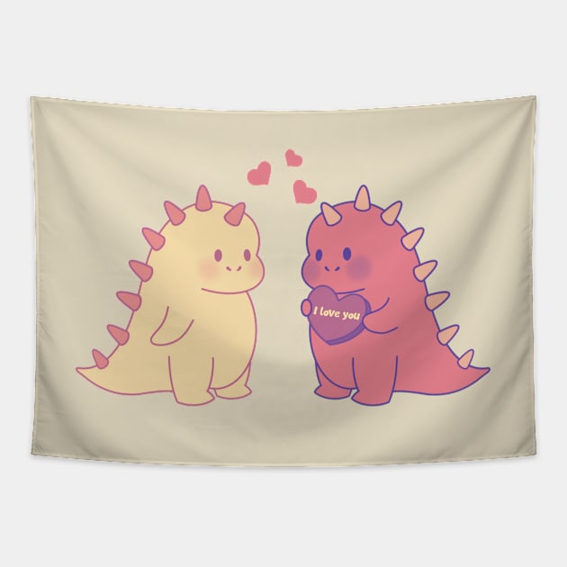 Dino Love Tapestry by DreamPassion