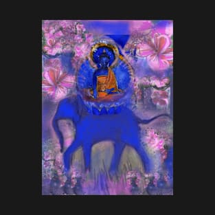 Akshobya Buddha on Blue Elephant T-Shirt