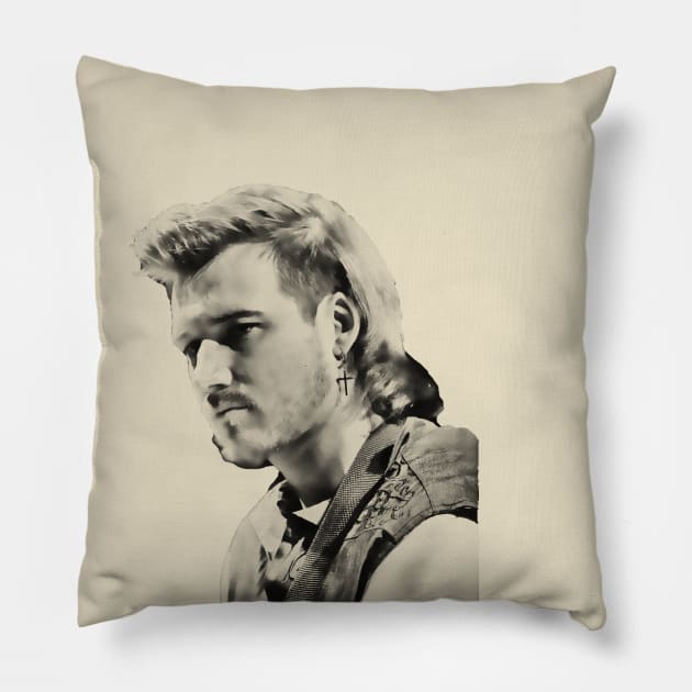 morgan wallen art Pillow by DOGGIES ART VISUAL