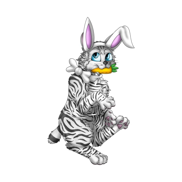 Bobtail BunnyCat: Silver Tabby (White) by spyroid101