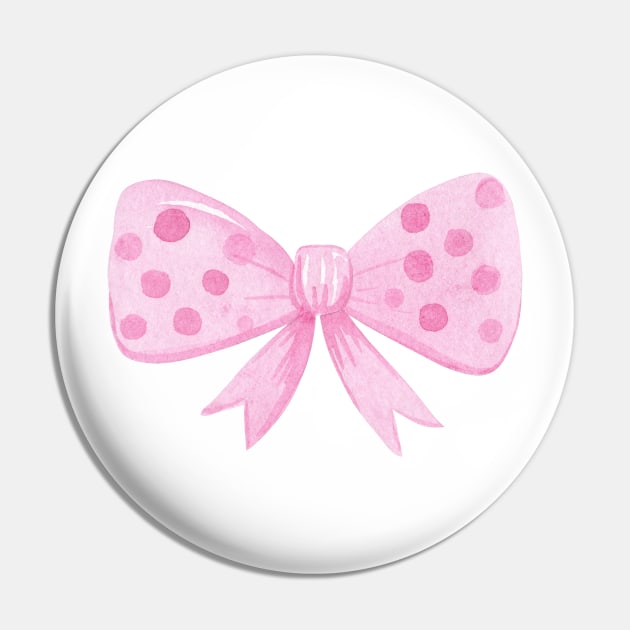 Watercolor pink bow Pin by DreamLoudArt