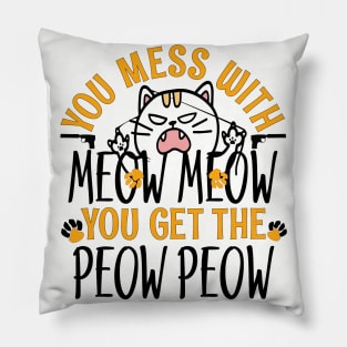 Meow Meow and Peow Peow Angry Cat Outfit Pillow