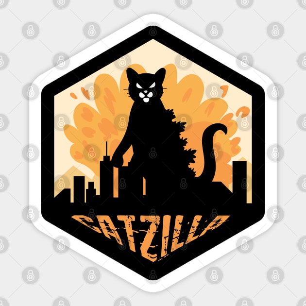 Catzilla City Cat Monster - Monster Cat - Sticker | TeePublic