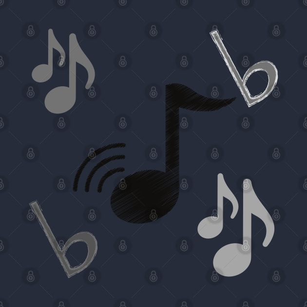 Musical Notes Black Gray Pattern by Kiyiya Designs