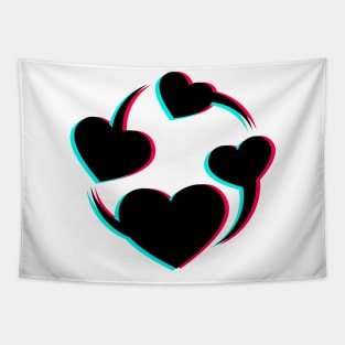 TikTok Revolving Heart Black Tapestry