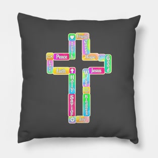 Decorative Cross with Christian Words Pillow