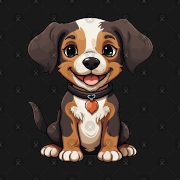 Charming Tri-Color Puppy: A Heartwarming T-Shirt Design by Oasis Designs