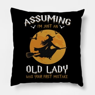 Vintage Witch Assuming I'm Just An Old Lady Was Your First Mistake For Women T-shirt Pillow