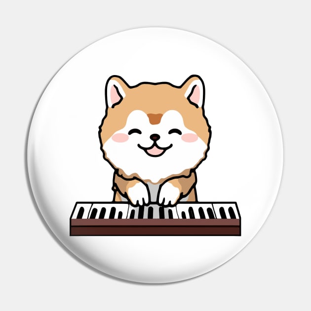 Kawaii Cute Dog Playing Piano Keyboard Pin by kawaii creatures