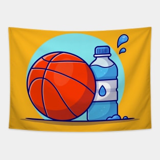 Basket Ball With Bottle Cartoon Vector Icon Illustration Tapestry