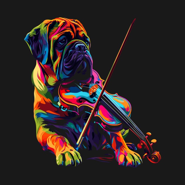 English Mastiff Playing Violin by JH Mart