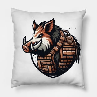 Tactical Wild Boar Adventure Tee: Unleash the Beast Within Pillow