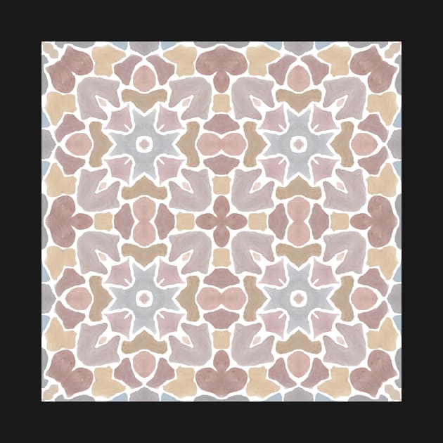 Floral Mauve, Grey, and Terra Cotta Tile | Spanish Inspired by gloobella