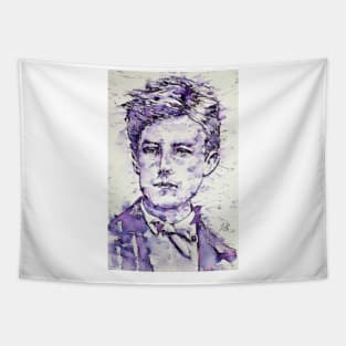 ARTHUR RIMBAUD watercolor and ink portrait Tapestry