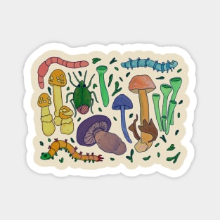 Grubs, Bugs, and Mushrooms Magnet