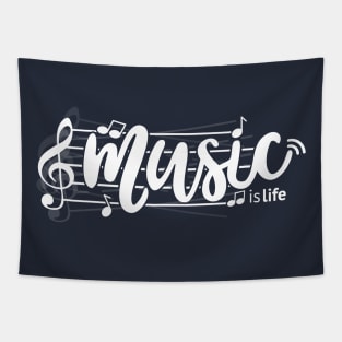 Music is life (white) Tapestry