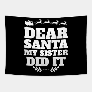 Dear Santa My Cousin Did It Funny Christmas Family Pajama Tapestry