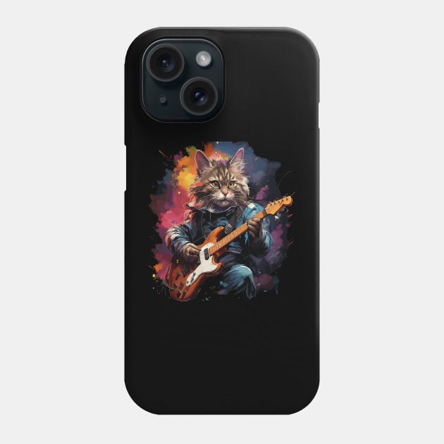 American Shorthair Playing Guitar Phone Case by JH Mart