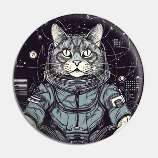 Space cat | Cyberpunk cat pilot Pin