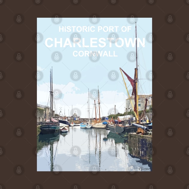 Historic Port Charlestown Cornwall.  Cornish gift Kernow Travel location poster, St Austell by BarbaraGlebska