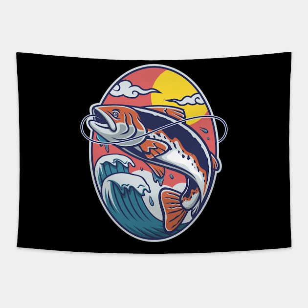 Fishing Design fish gift cool sea Tapestry by Maxs