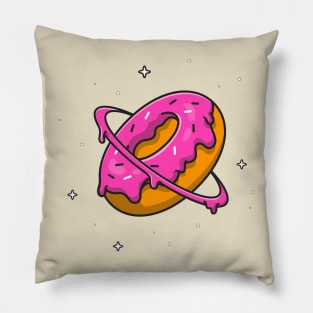 Doughnut Planet Cartoon Illustration Pillow