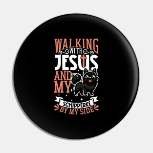 Jesus and dog - Schipperke Pin