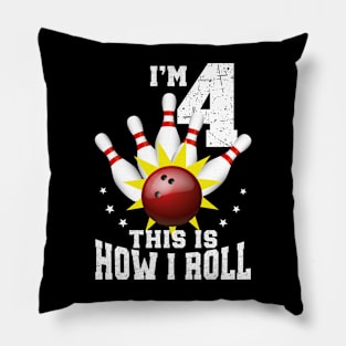 Bowling 4th Birthday Bday Party Kids 4 years Old Bowler Pillow