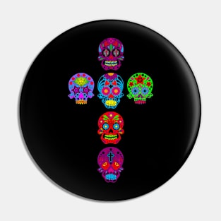 Sugar Skull Cross Pin