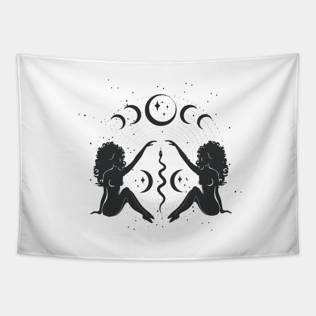 Sitting Sister Moon Goddess Tapestry by studioaartanddesign