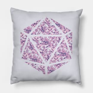 Pink and Blue Gradient Rose Vintage Pattern Silhouette D20 - Subtle Dungeons and Dragons Design Pillow