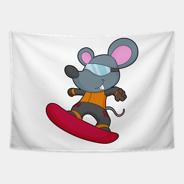 Mouse as Snowboarder with Snowboard Tapestry by Markus Schnabel