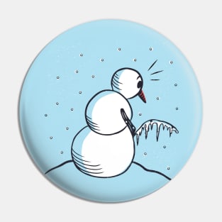 Funny peeing snowman Pin