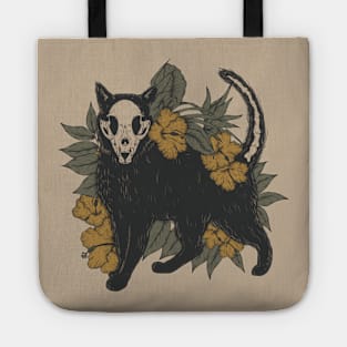 Floral Kitty Cat Skull Tote