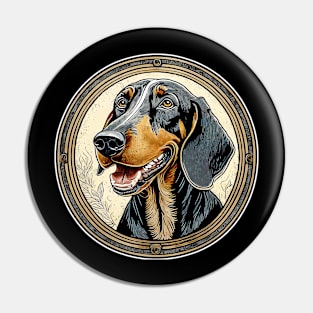 Black and tan coonhound dog Pin