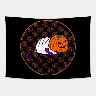 Halloween Horror Rat Dark Round Tapestry