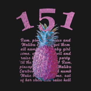 Pink Pineapple Vintage Retro Text Typographic Design T-Shirt