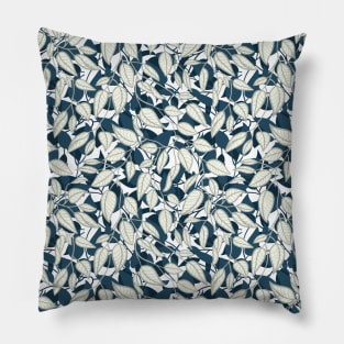 Minimalist Leaf Line Art Illustration as a Seamless Surface Pattern Design Pillow