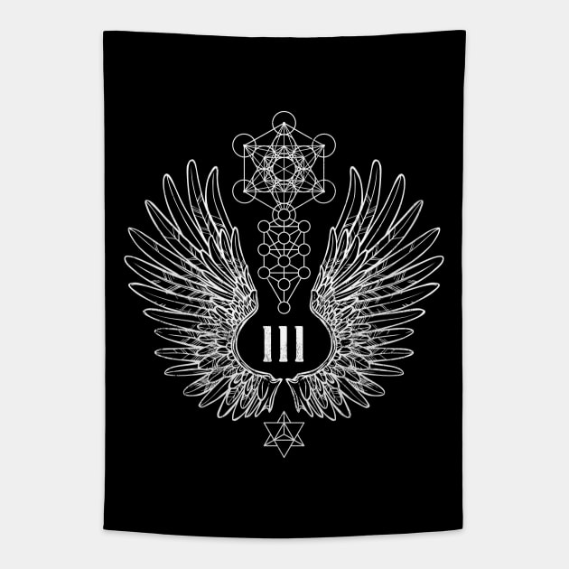 Angel Number 111 Sacred Geometry Tapestry by LadyMoldavite