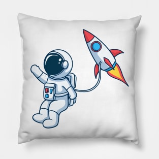Astronaut Flying with Rocket Pillow